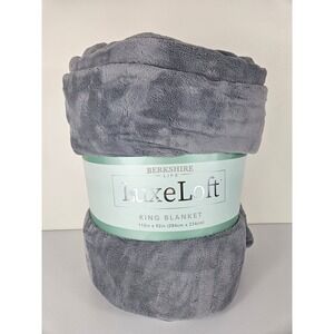 Berkshire Life LuxeLoft King Blanket Gray Plush Soft Bedding 112x92 NWOT